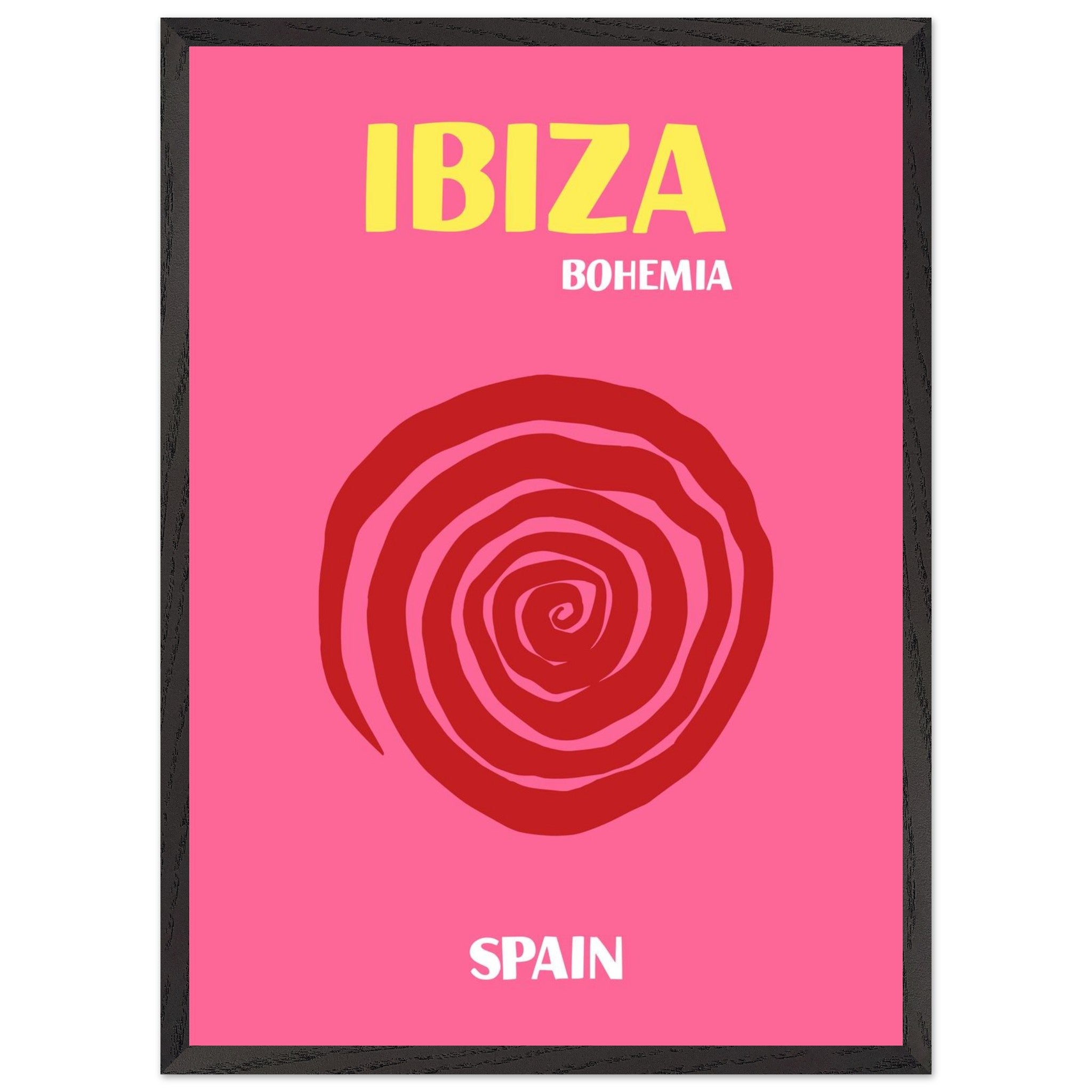 Artfulprints Poster met Lijst Spanje - Ibiza - 50x70 cm - Roze