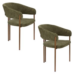 Dutchbone Naida Eetkamerstoelen Armleuning Groen – Set van 2 Dutchbone Naida Eetkamerstoelen Armleuning Groen – Set van 2