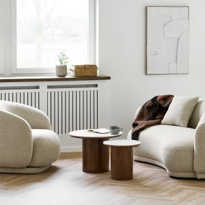 Artichok Nour houten salontafel met keramiek blad donkerbruin – Ø60 Artichok Nour houten salontafel met keramiek blad donkerbruin – Ø60