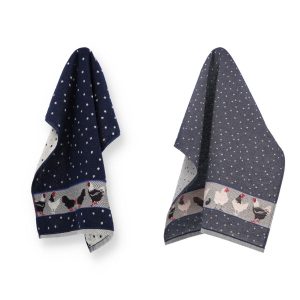Luxe Keukendoek en Theedoek Kip Donkerblauw – Bunzlau Castle – 100% bi Luxe Keukendoek en Theedoek Kip Donkerblauw – Bunzlau Castle – 100% bi
