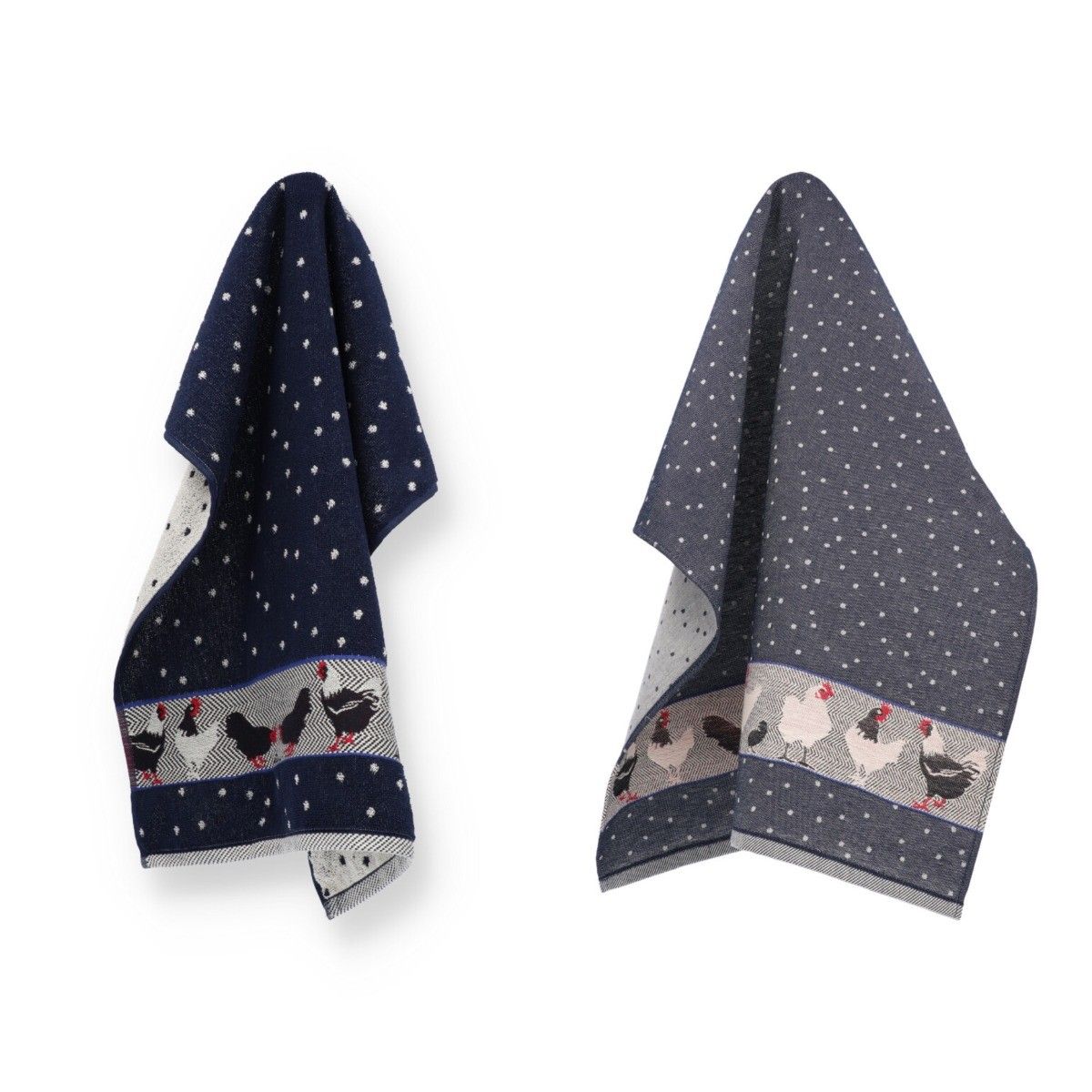 Luxe Keukendoek en Theedoek Kip Donkerblauw - Bunzlau Castle - 100% bi