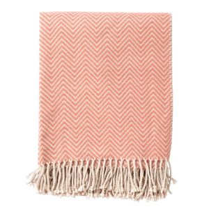EVONY – Plaid 140 x180 cm – deken met zigzag patroon en franjes – Mute