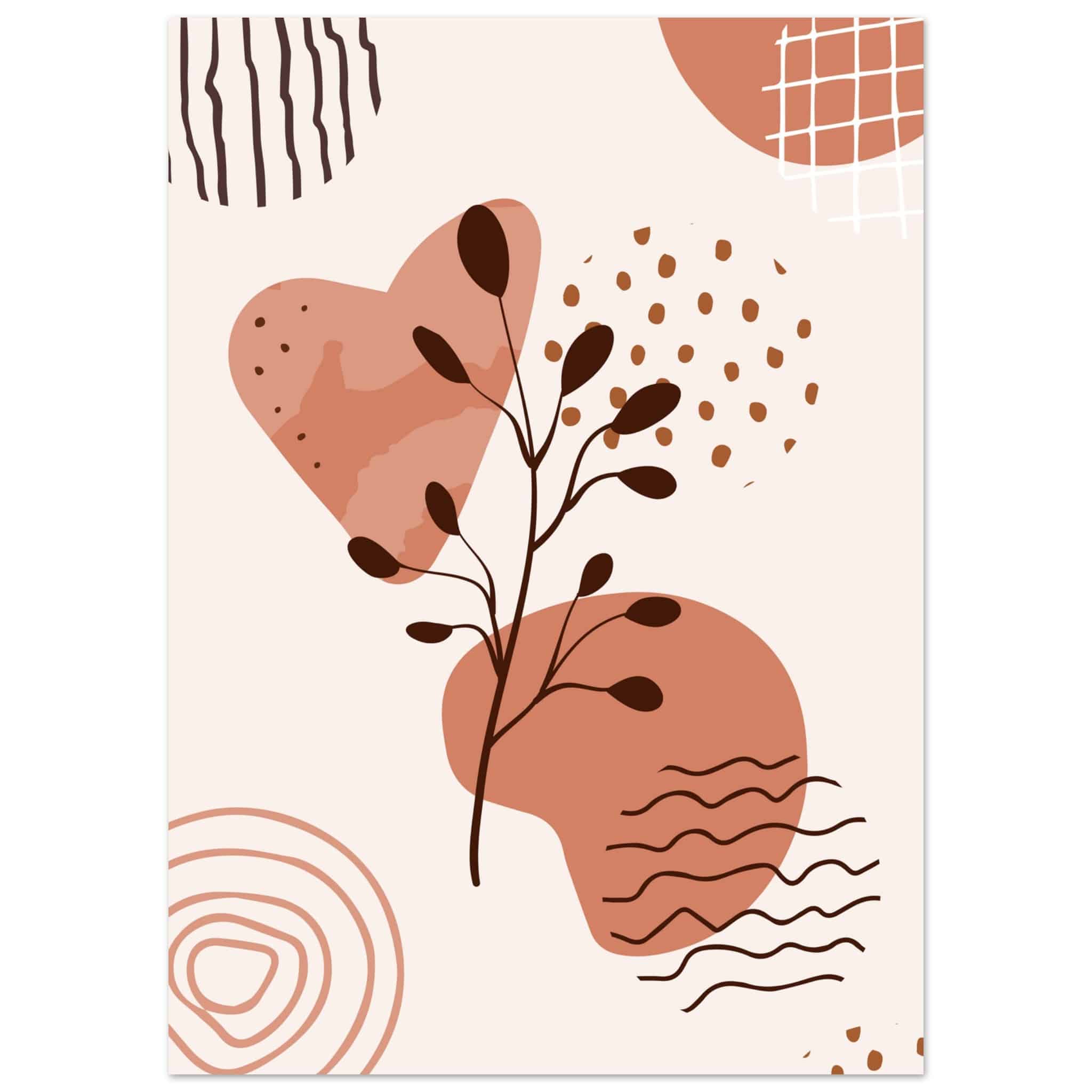 Artfulprints Poster Boho – Nature swirl - 50x70 cm - Bruin
