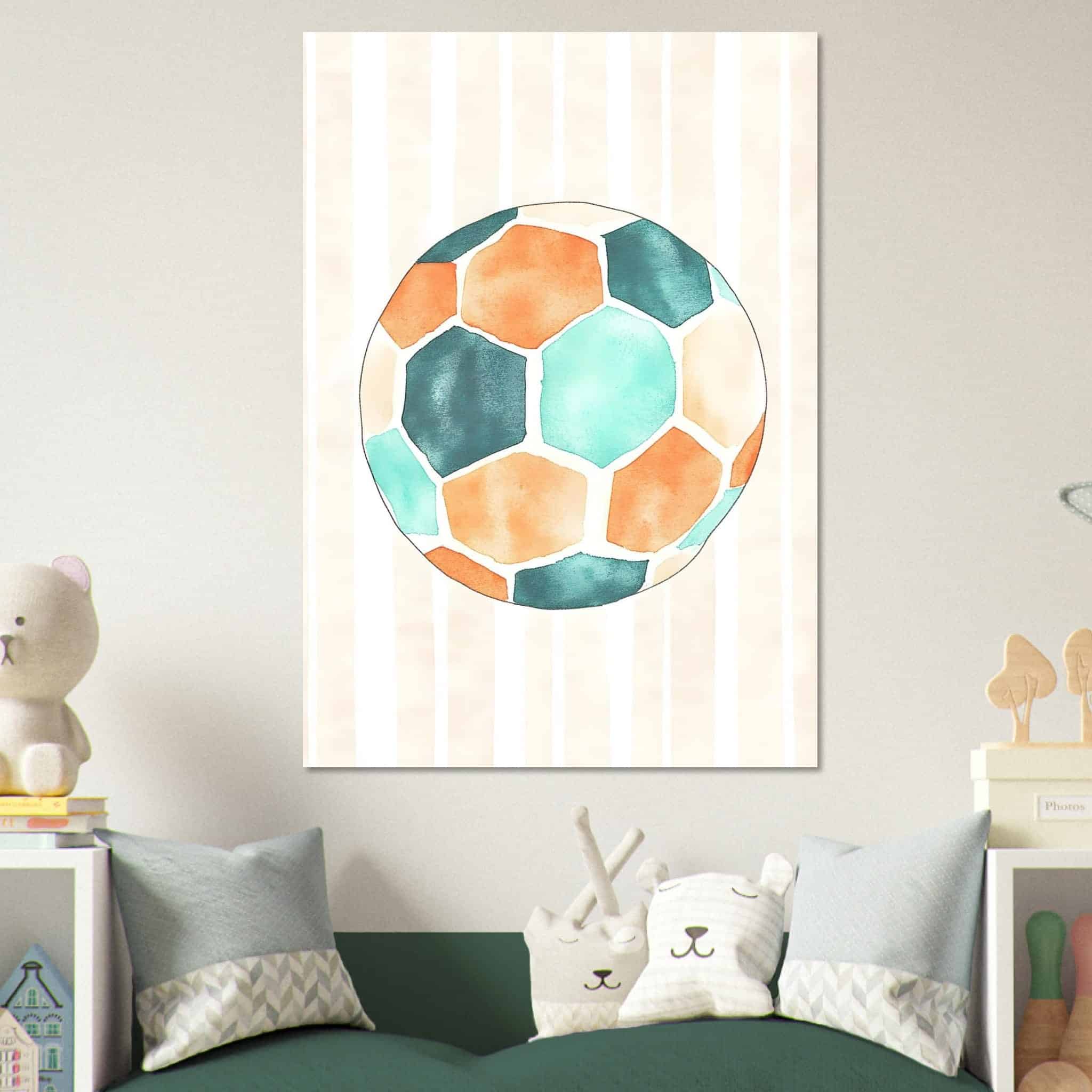Artfulprints Poster Blauw oranje voetbal - 70x100 cm - Meerkleurig