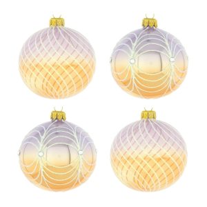 Dagmara kerstbal – violet en oranje – glas – set van 4 – met stijlvoll Dagmara kerstbal – violet en oranje – glas – set van 4 – met stijlvoll