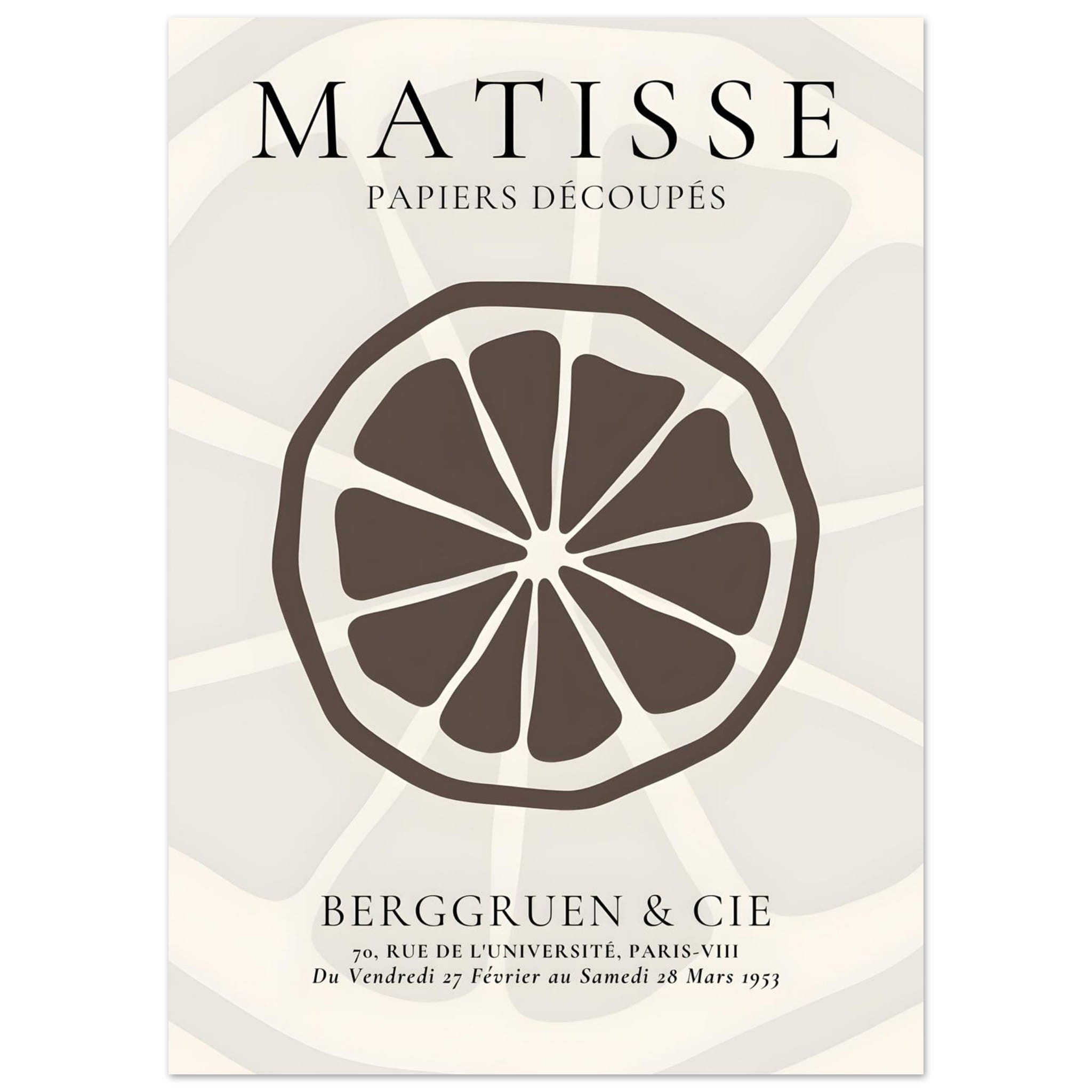 Artfulprints Poster Matisse – Slice of an orange - 50x70 cm - Grijs