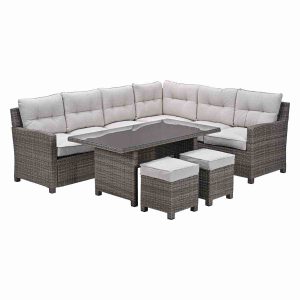 Blue Bird wicker lounge-dining set – rechts – grijs/ sand Blue Bird wicker lounge-dining set – rechts – grijs/ sand