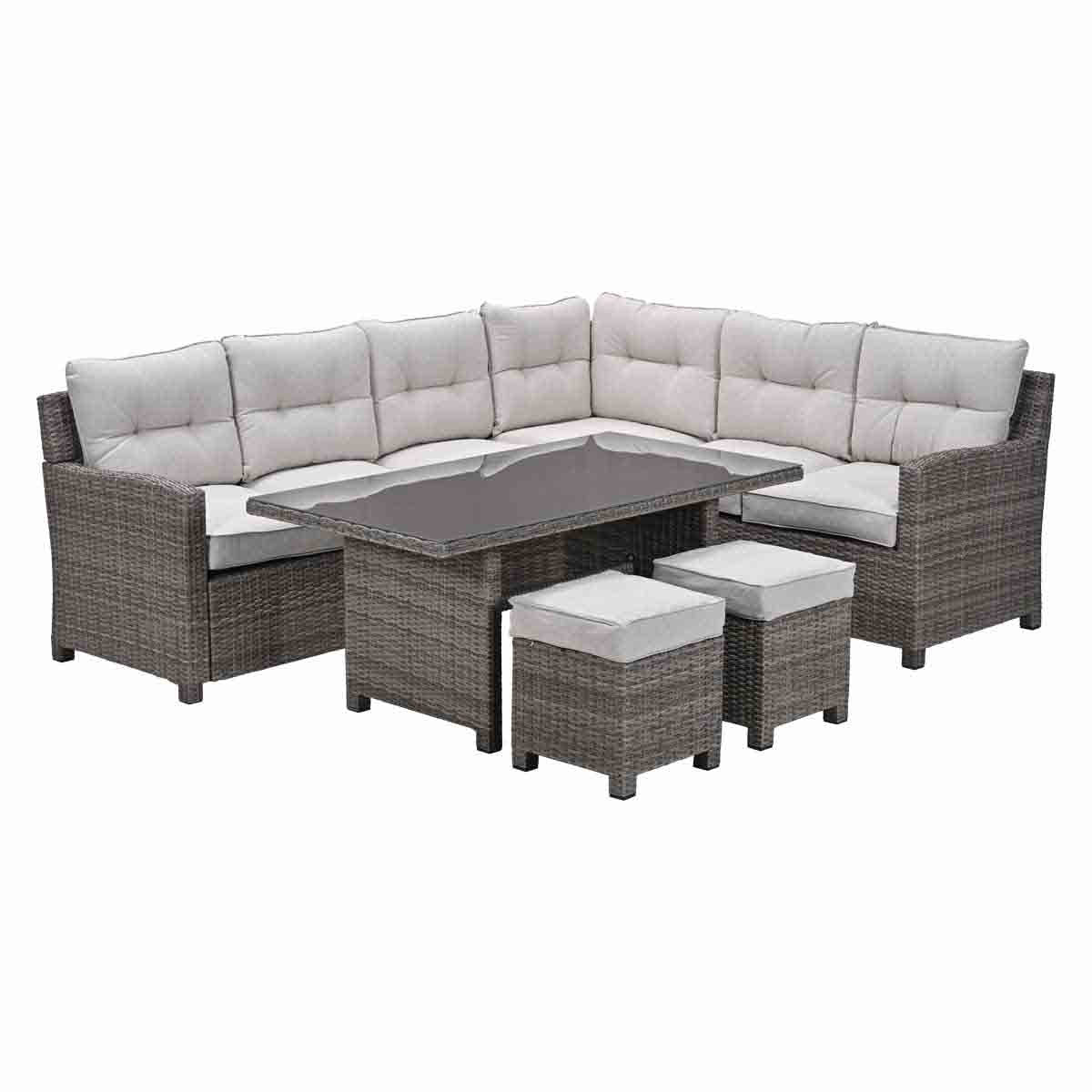 Blue Bird wicker lounge-dining set - rechts - grijs/ sand