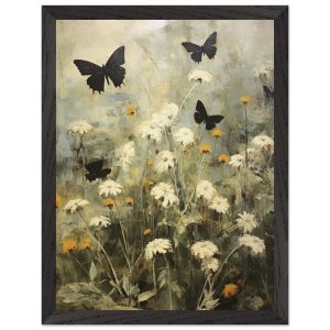 Artfulprints Poster met Lijst Butterflies in flowerfield 2 – 30×40 cm