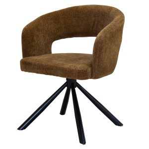 DÉJA Living Eetkamerstoel Elle – Stof/Metaal – Oker – Set van 2