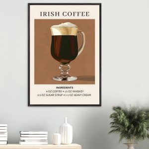 Artfulprints Poster Irish Coffee – Ingrediënten – 70×100 cm – Bruin Artfulprints Poster Irish Coffee – Ingrediënten – 70×100 cm – Bruin