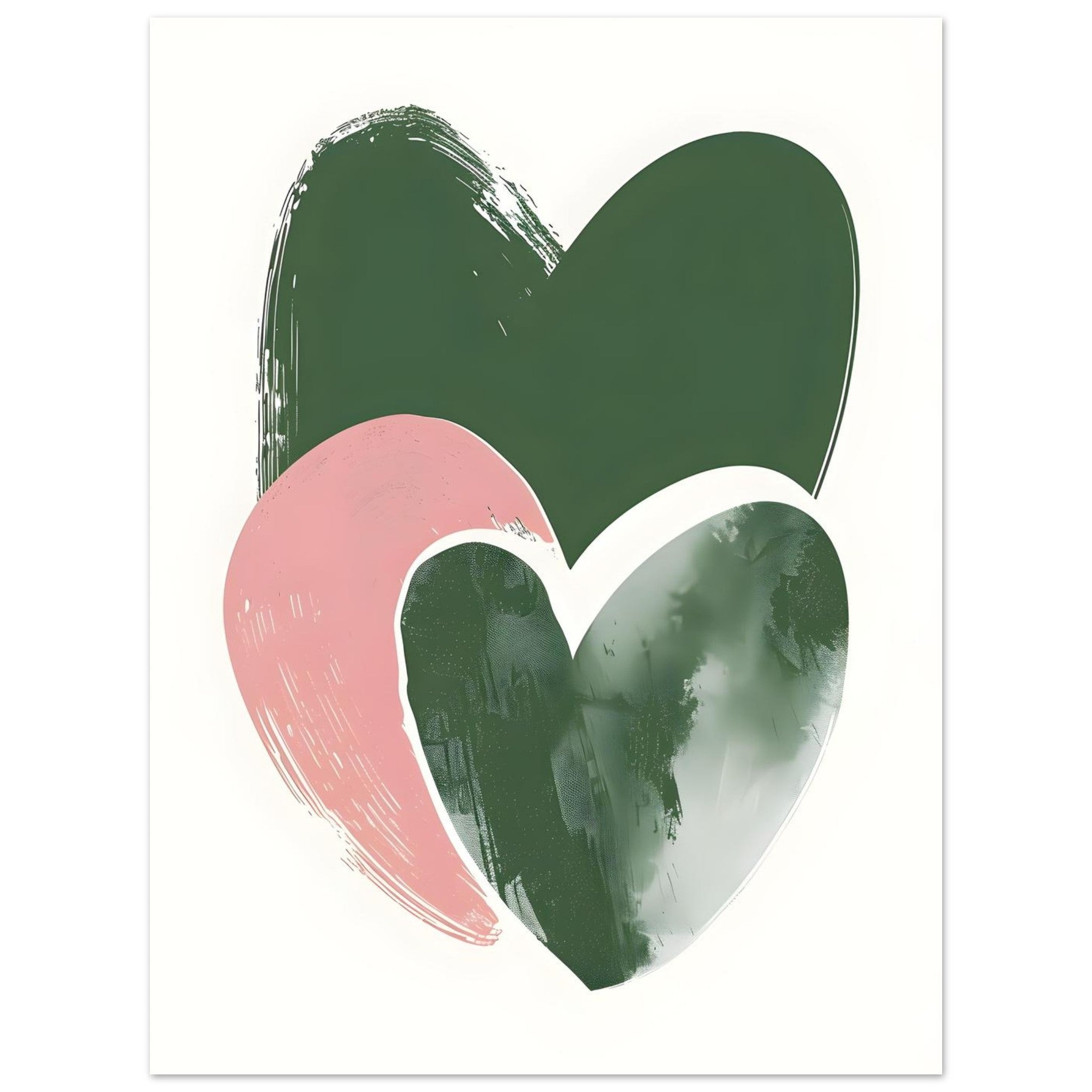 Artfulprints Poster Boho – Heart trio - 30x40 cm - Groen