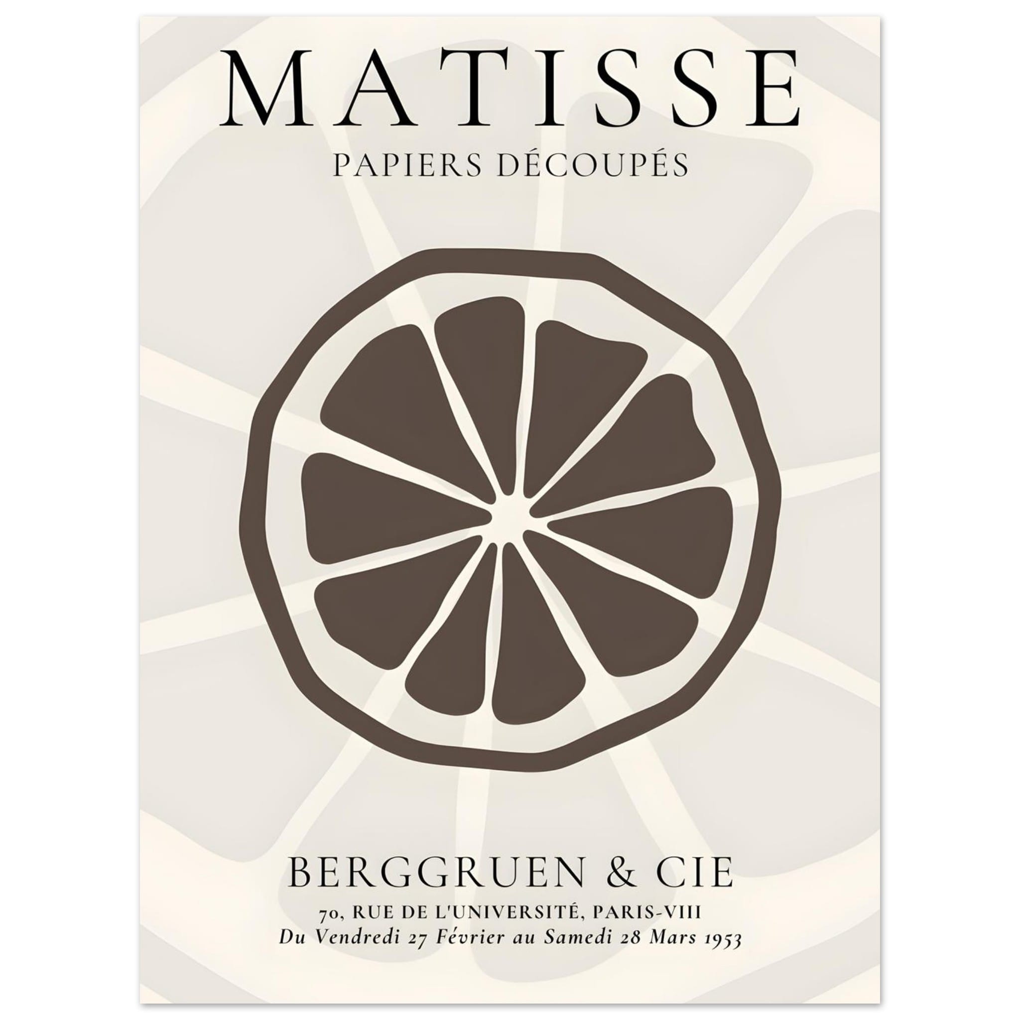 Artfulprints Poster Matisse – Slice of an orange - 30x40 cm - Grijs