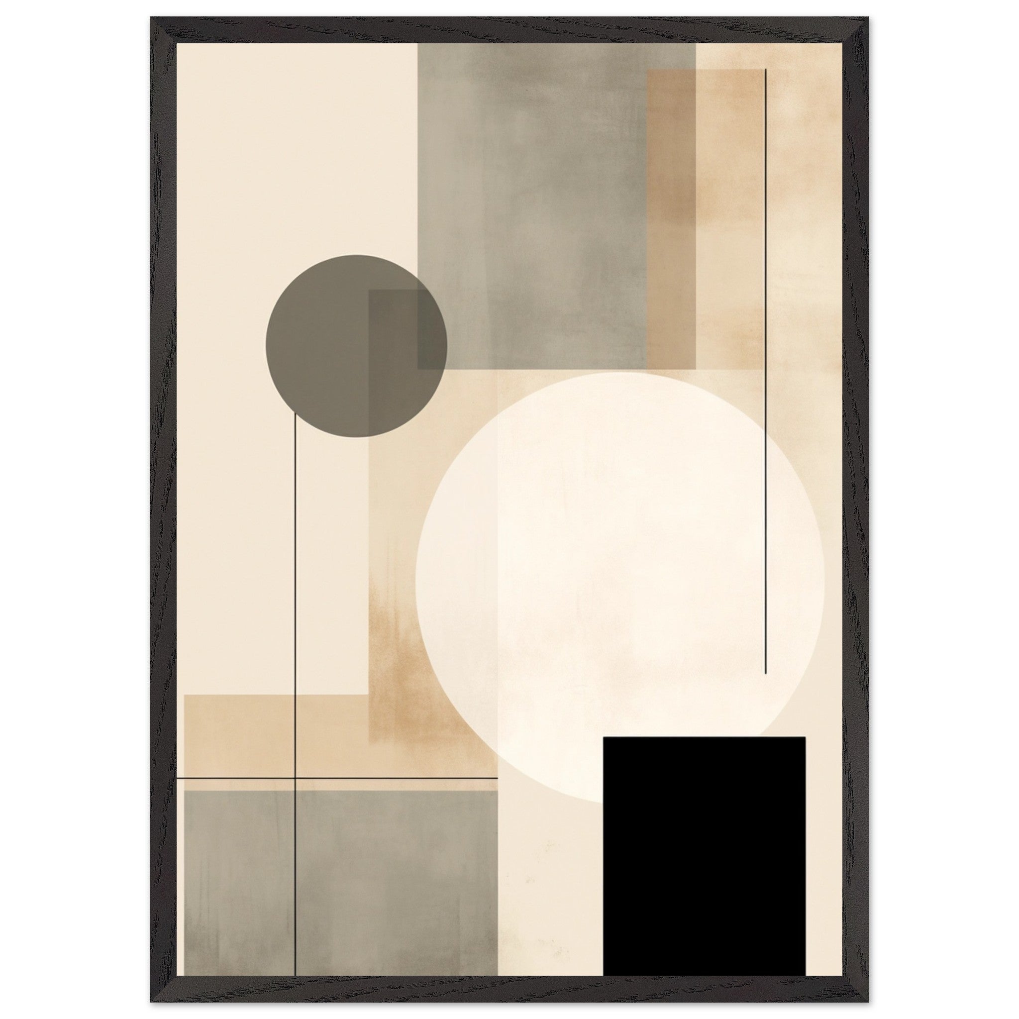 Artfulprints Poster met Lijst Japandi abstract - 50x70 cm - Taupe