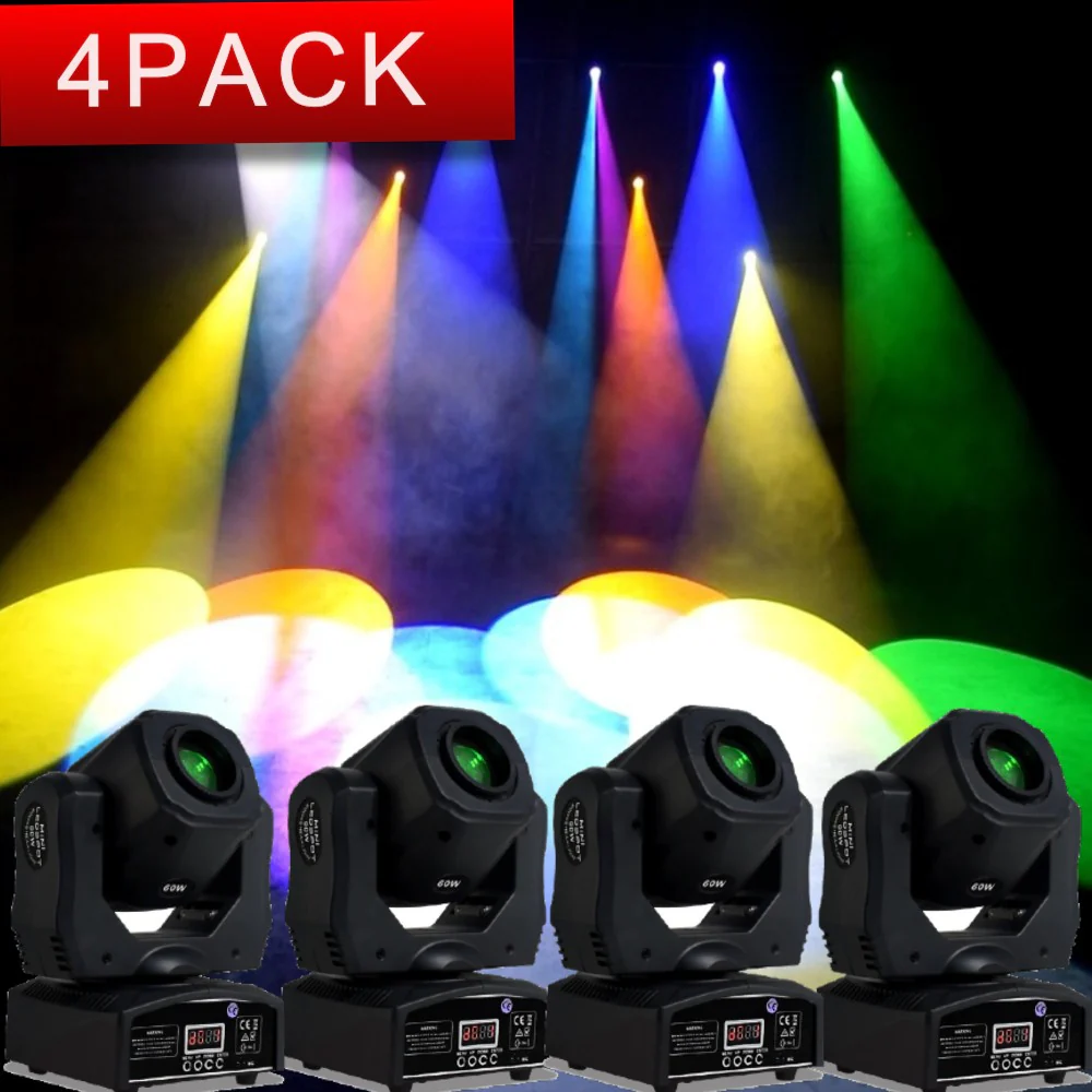 4 x Moving Head 60 W – LED – Lichteffect