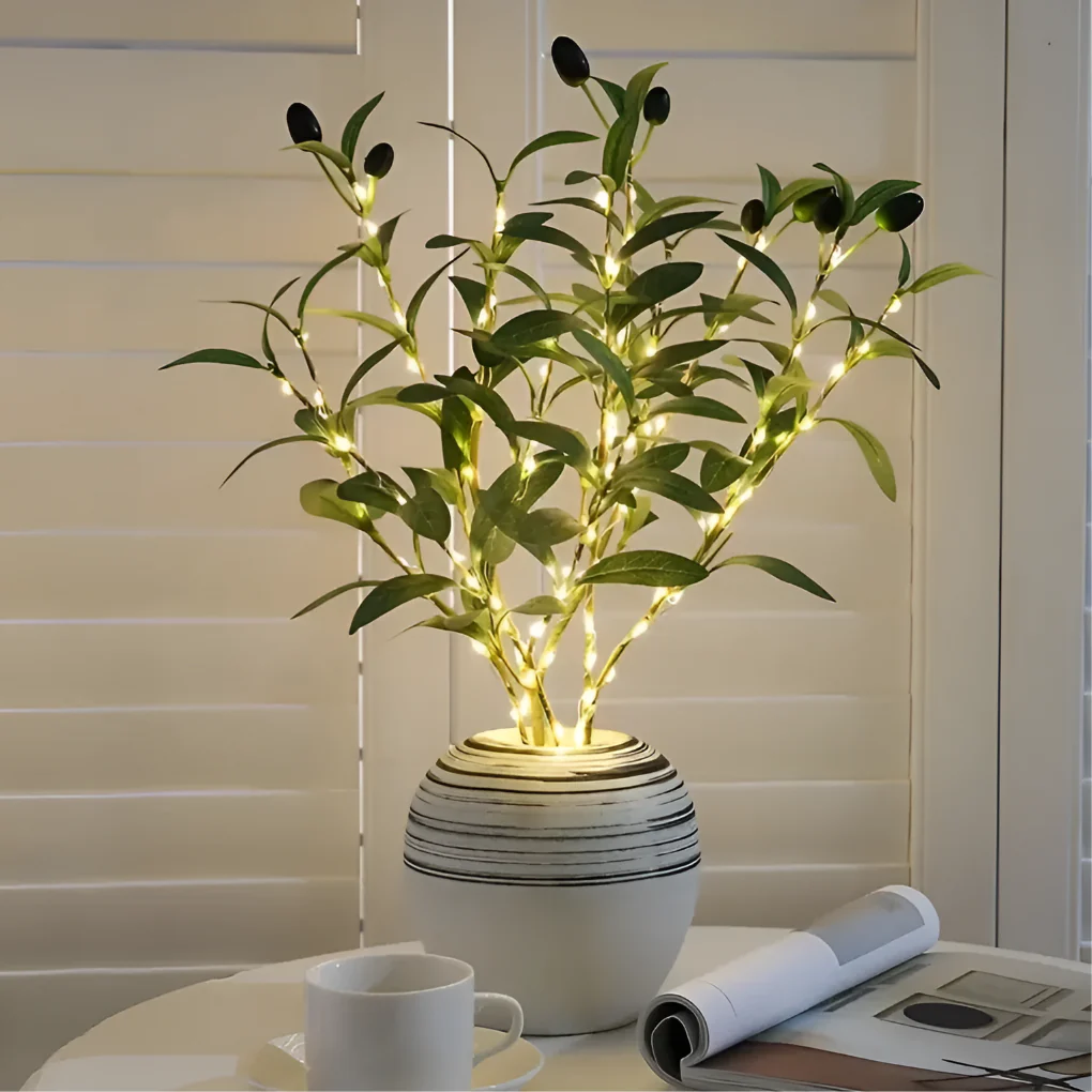 GlowDecor – LED Olijftak Verlichting 70cm | Warm Wit Batterij Decor Licht