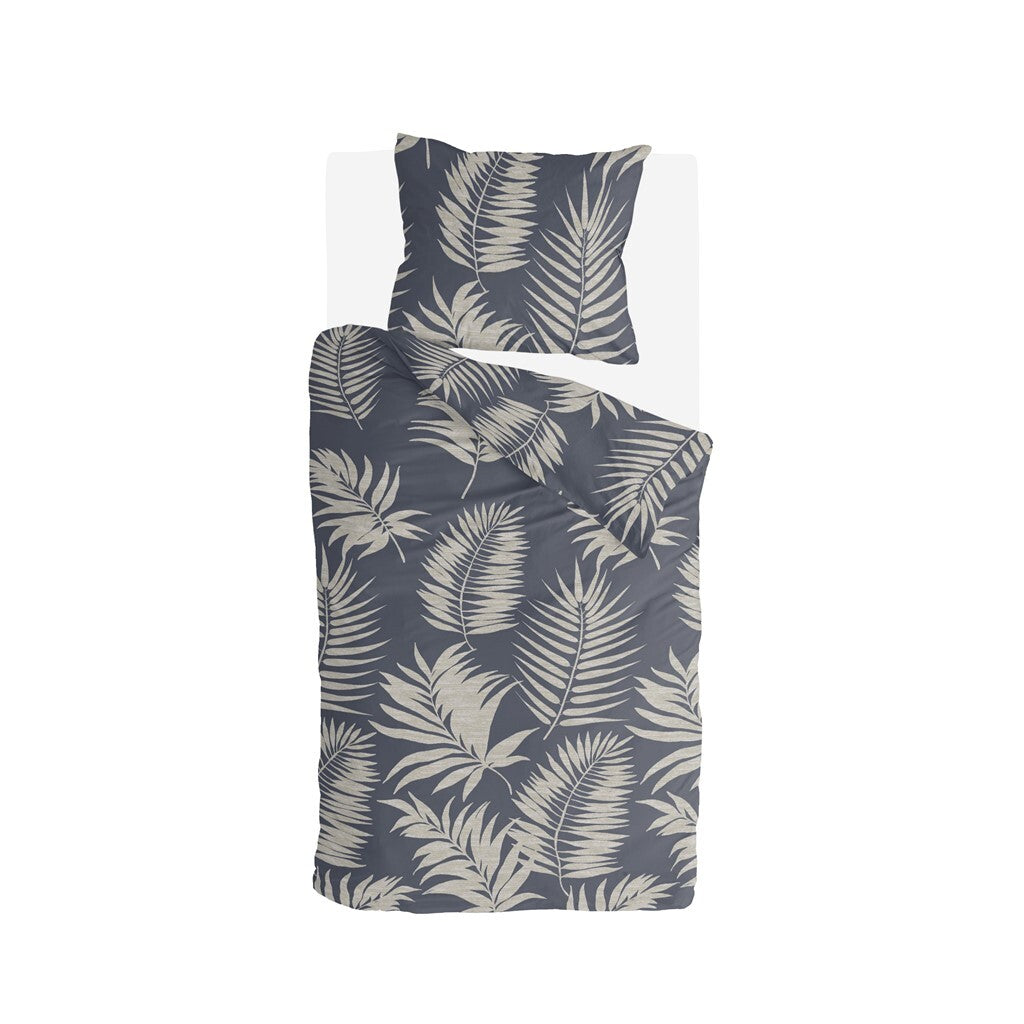 Byrklund - Dekbedovertrek Pretty Palm - 140x220 cm - Grijs / Blauw