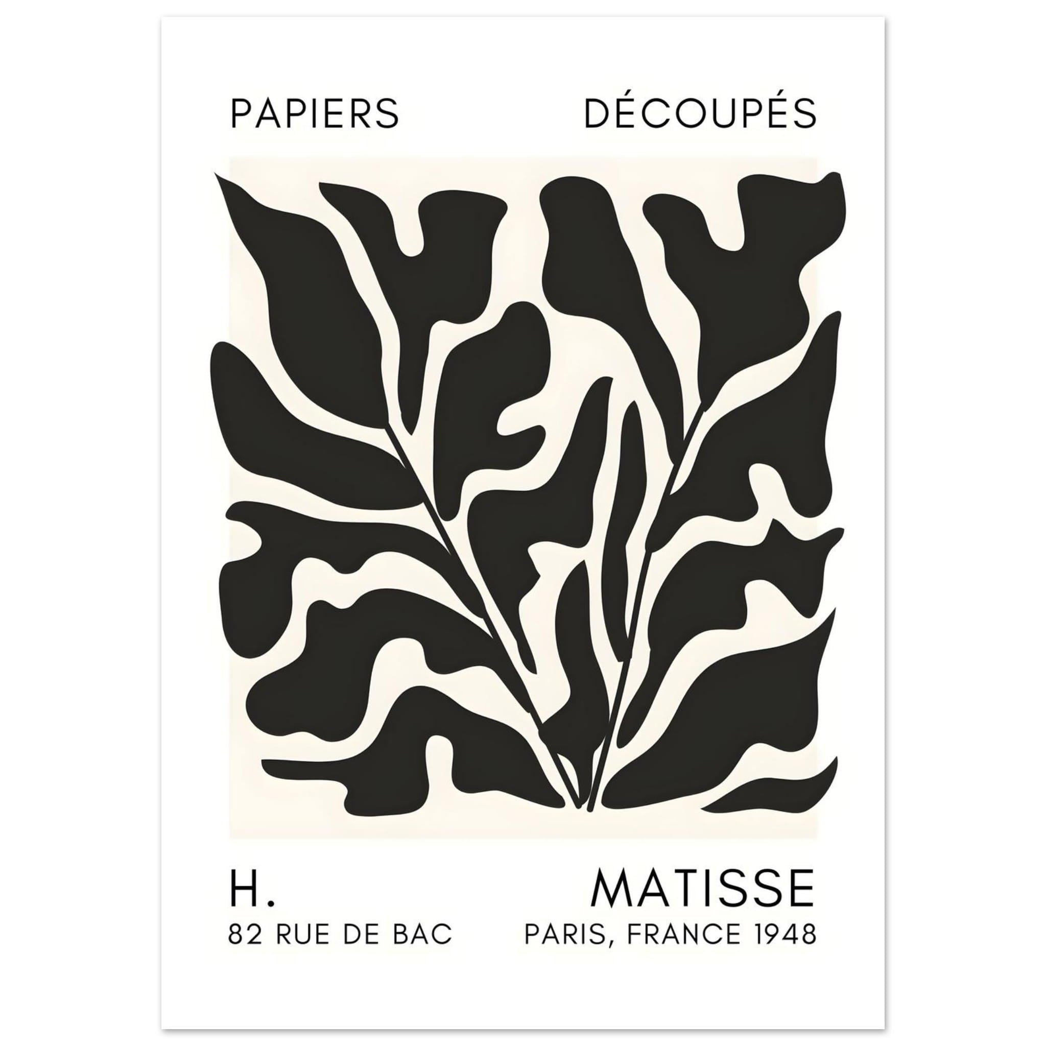 Artfulprints Poster Matisse – Seabed shapes black - 50x70 cm - Zwart