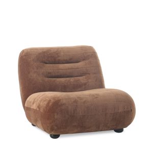 Dutchbone Wyatt Fauteuil Velours Cognac Bruin Dutchbone Wyatt Fauteuil Velours Cognac Bruin