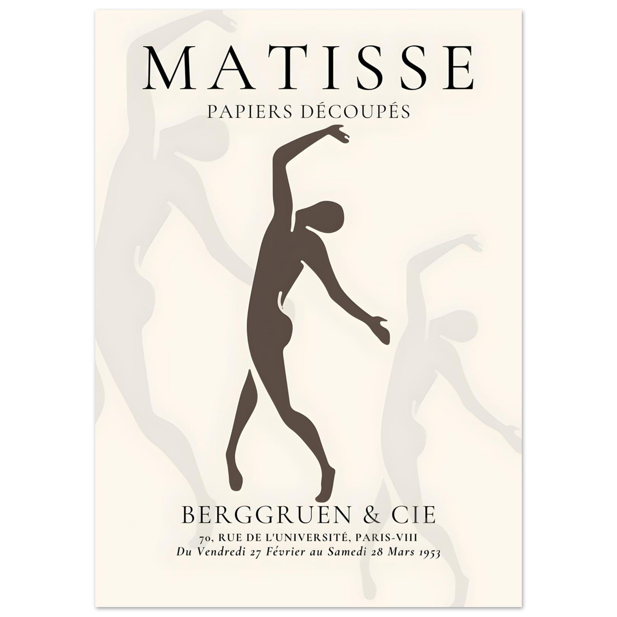 Artfulprints Poster Matisse – Dancing silhouettes - 50x70 cm - Grijs