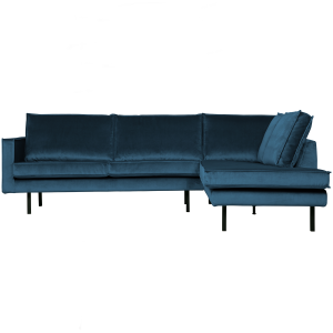 WOOOD hoekbank rechts Rodeo – Velvet – Blauw – 85x266x86/213 WOOOD hoekbank rechts Rodeo – Velvet – Blauw – 85x266x86/213
