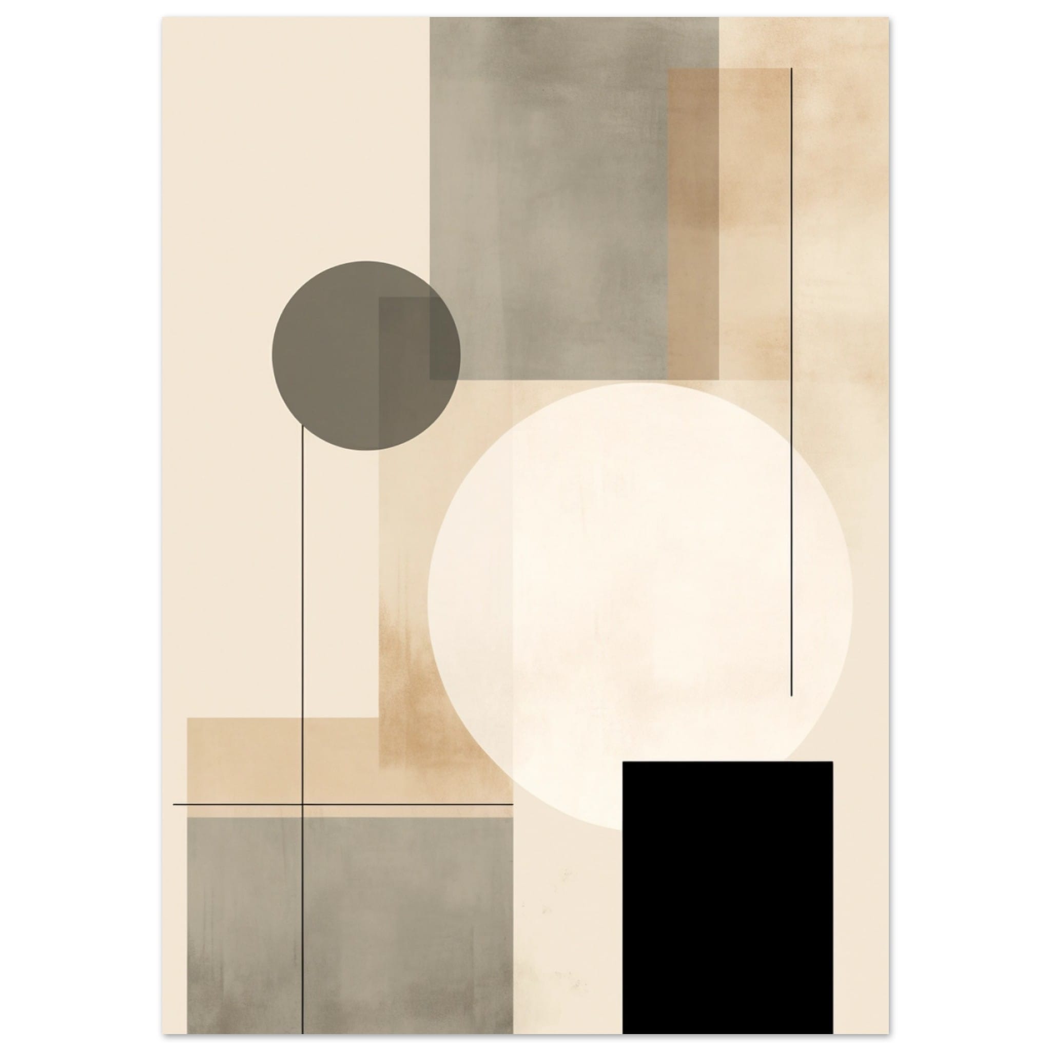 Artfulprints Poster Japandi abstract - 50x70 cm - Taupe