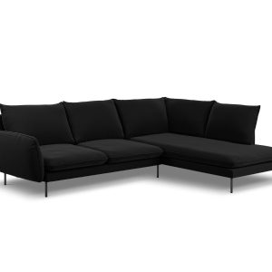 Cosmopolitan Design rechter hoekbank Vienna 6-zits, flueel, zwart – 18 Cosmopolitan Design rechter hoekbank Vienna 6-zits, flueel, zwart – 18