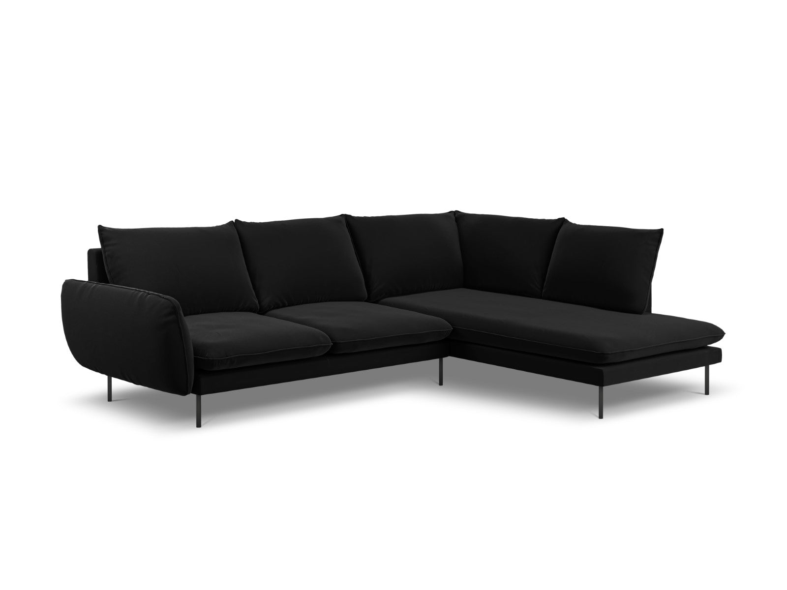 Cosmopolitan Design rechter hoekbank Vienna 6-zits, flueel, zwart - 18