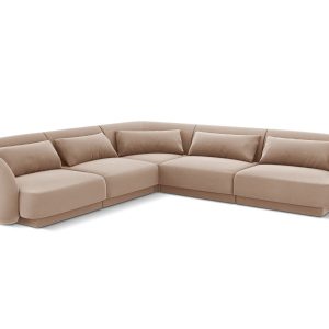 Cosmopolitan Design Symmetrische hoekbank Tulum 5-zits, flueel, beige Cosmopolitan Design Symmetrische hoekbank Tulum 5-zits, flueel, beige