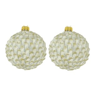Dagmara kerstbal – glas – set van 2 – met een textuur oppervlak Dagmara kerstbal – glas – set van 2 – met een textuur oppervlak