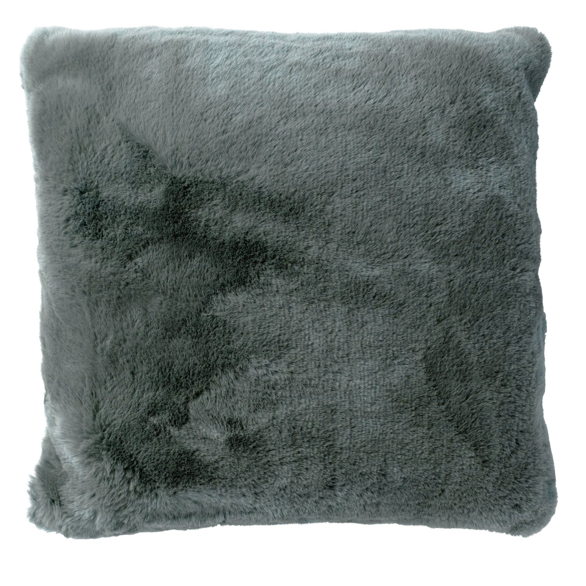 ZAYA - sierkussen 45x45 cm - bontlook - effen kleur - Charcoal Gray -