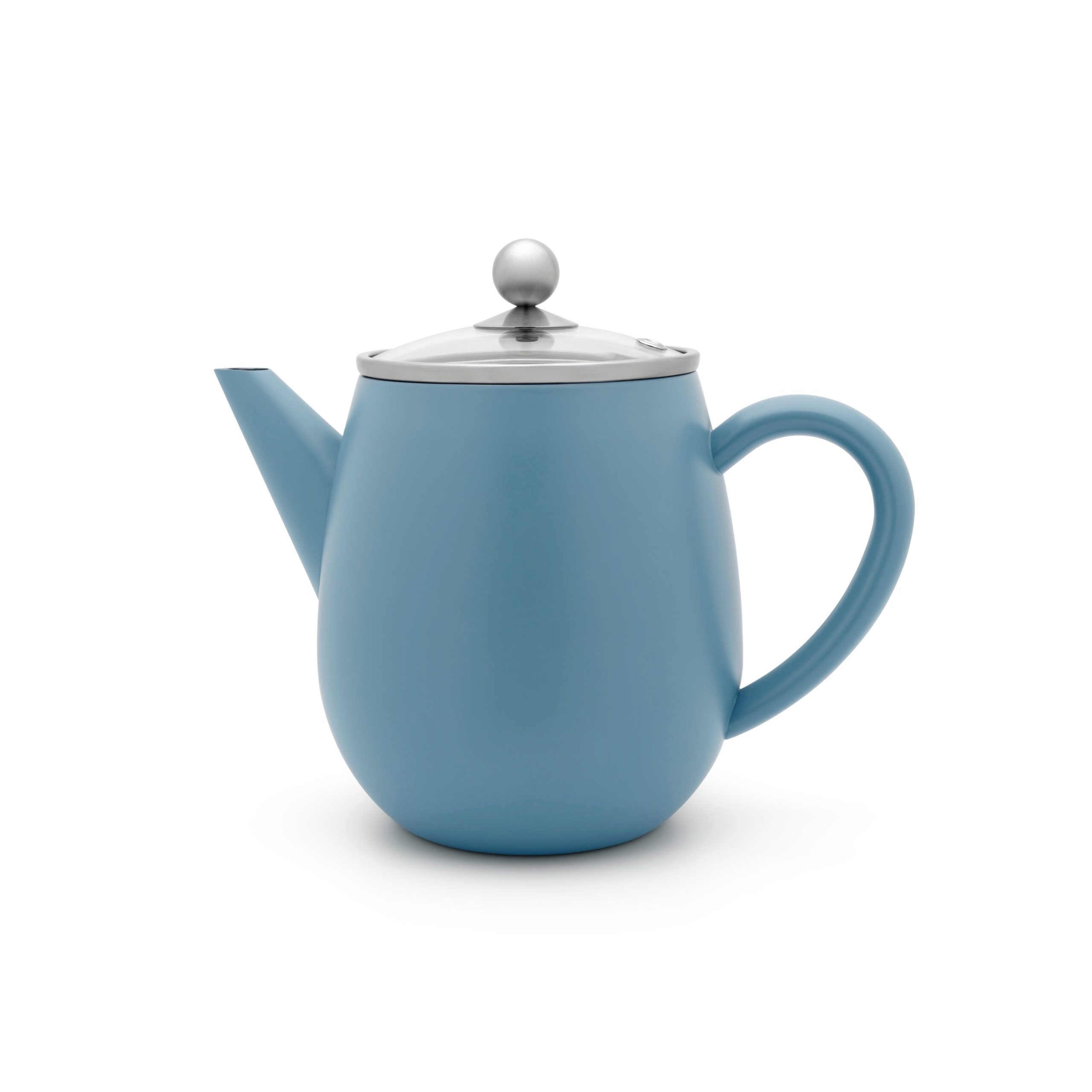 Bredemeijer - Dubbelwandige theepot Eva - 1,1 liter - IJsblauw - Met f