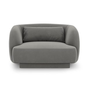 Cosmopolitan Design Fauteuil Tulum flueel, lichtgrijs – 90x103x70cm