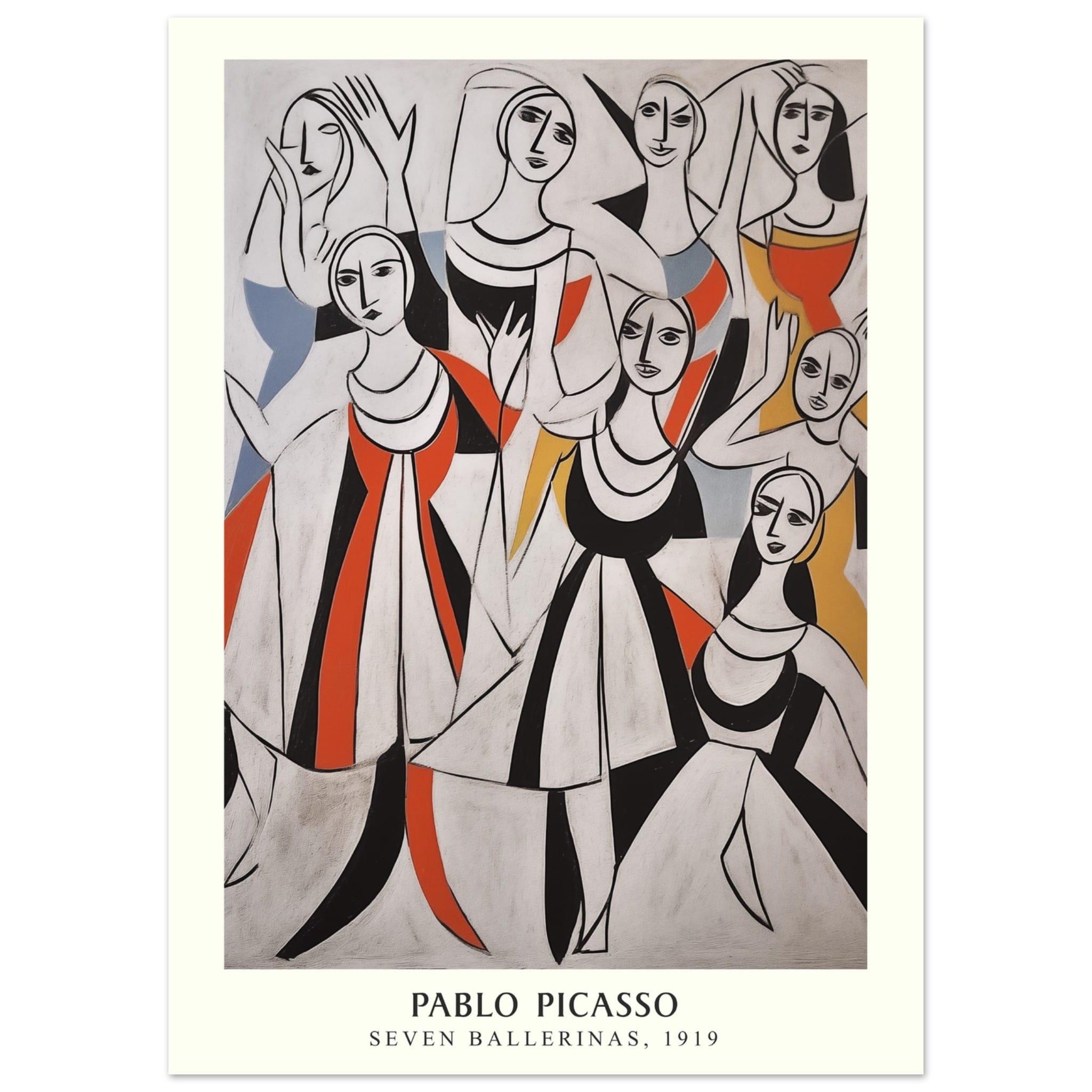 Artfulprints Poster Pablo Picasso - Seven ballerinas - 50x70 cm - Meer