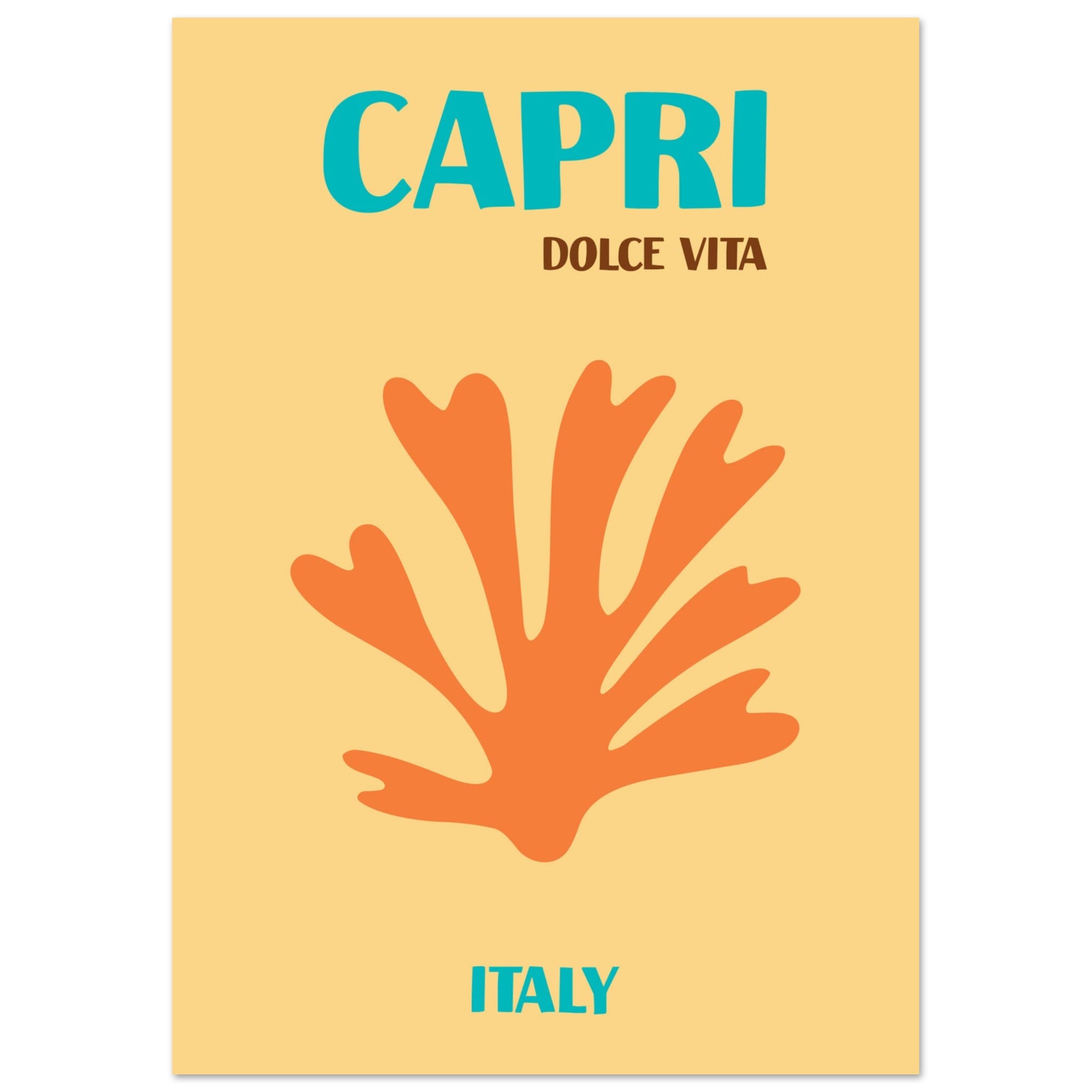 Artfulprints Poster Italië - Capri - A4 21x29.7 cm - Oranje
