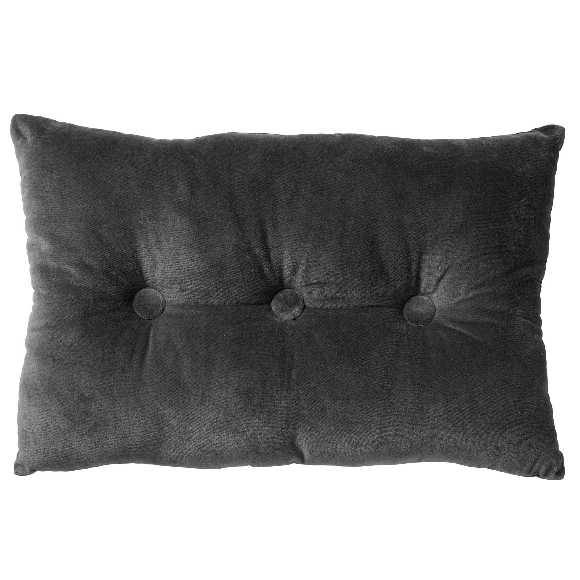 VALERIE - Sierkussen 40x60 cm - velvet - met knopen - Charcoal Gray -