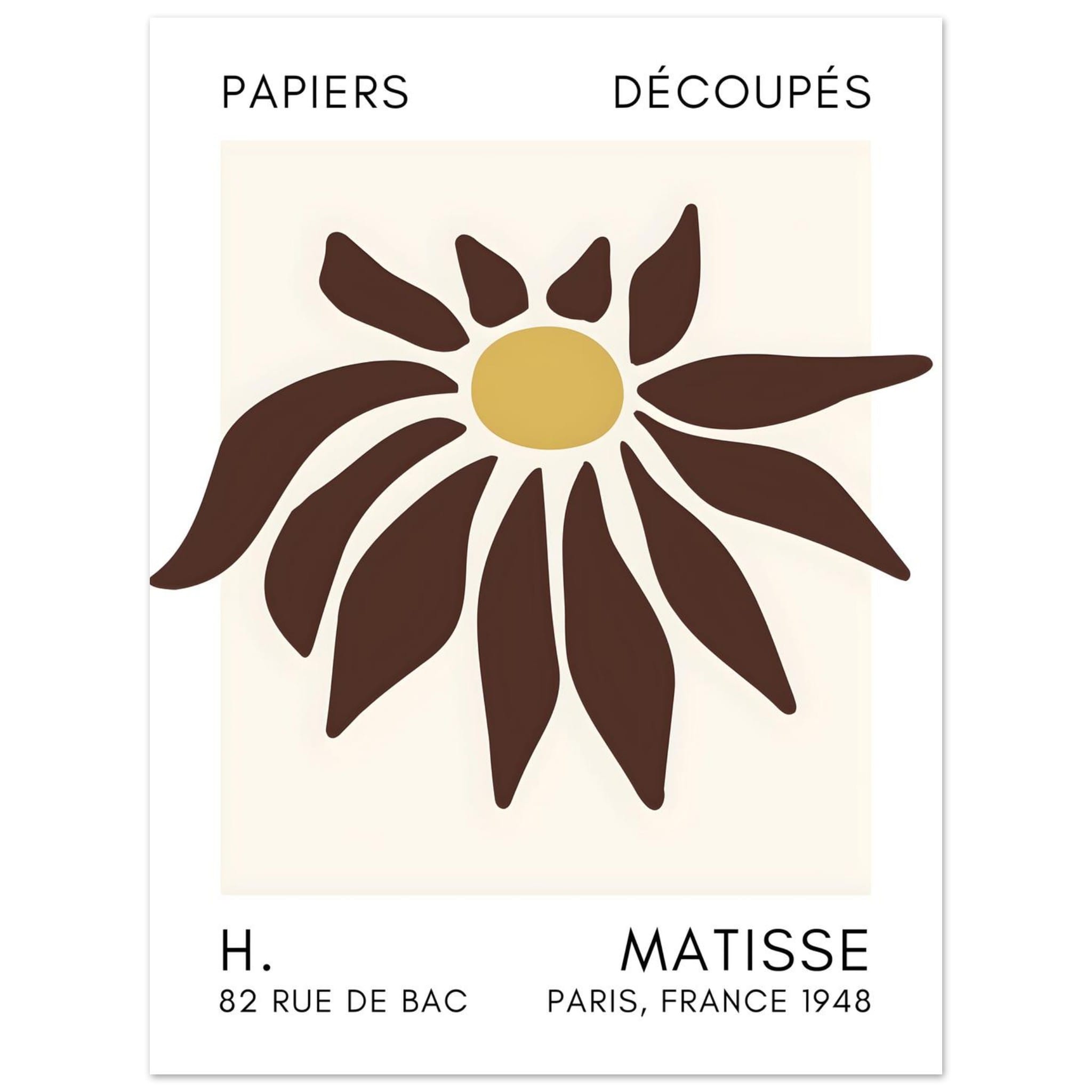 Artfulprints Poster Matisse – Deep sea dance brown - 30x40 cm - Bruin