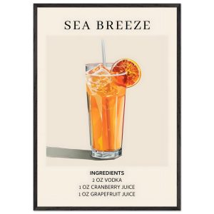 Artfulprints Poster met Lijst Sea Breeze cocktail – Ingrediënten – 70x Artfulprints Poster met Lijst Sea Breeze cocktail – Ingrediënten – 70x