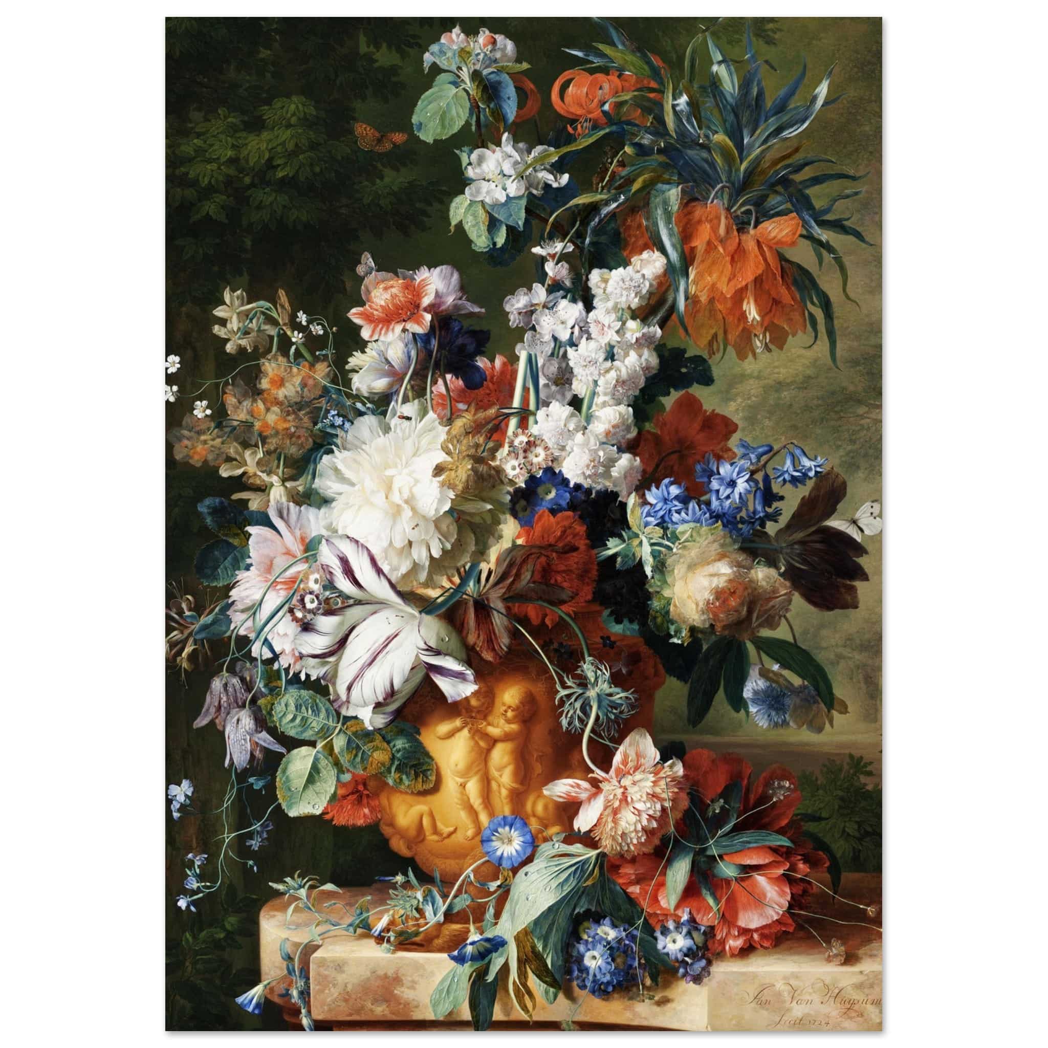 Artfulprints Poster Jan van Huysum - Bouquet of flowers in an urn - A4