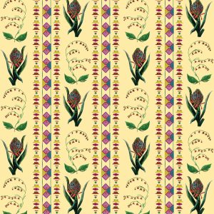 Catchii Behang Encanto Aztec Flowers pastel yellow Catchii Behang Encanto Aztec Flowers pastel yellow