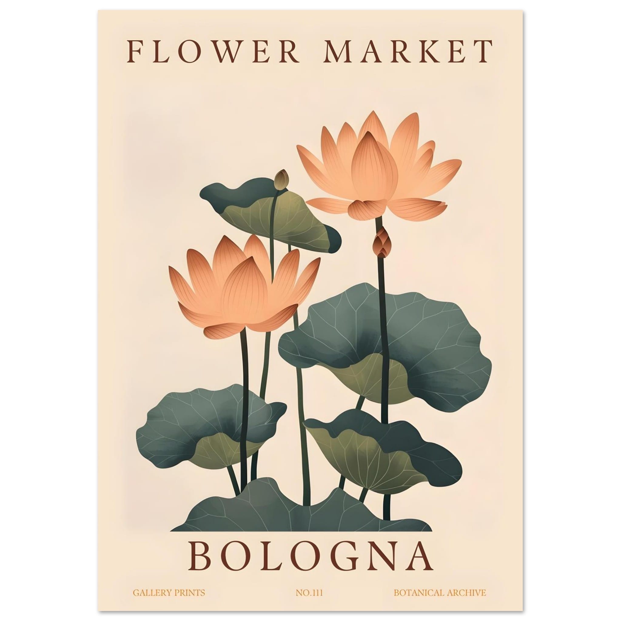 Artfulprints Poster Flower market - Bologna - A4 21x29.7 cm - Meerkleu