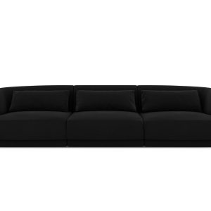 Cosmopolitan Design Bank Tulum 3-zits, flueel, zwart – 90x255x70cm