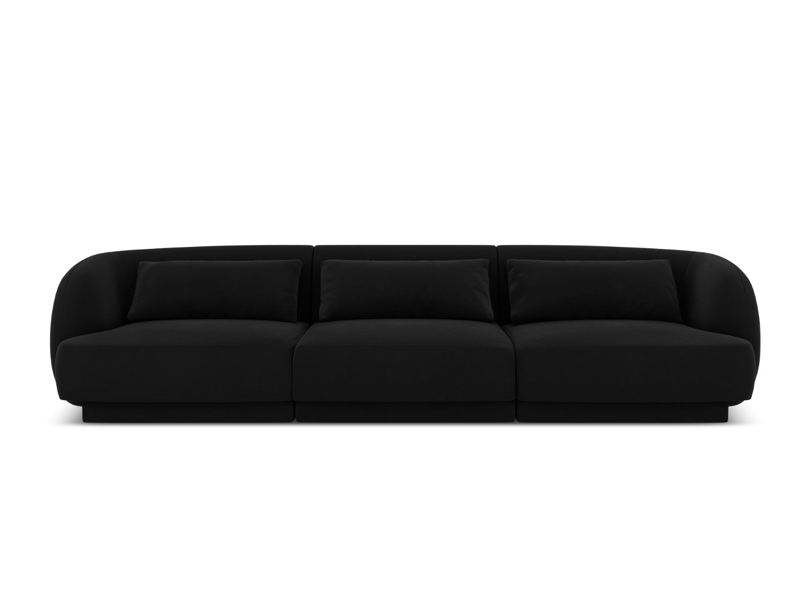 Cosmopolitan Design Bank Tulum 3-zits, flueel, zwart - 90x255x70cm