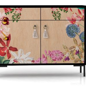 Dressoir MDF 2 deuren en 2 lades met print EXOTIC ORCHIDEA Dressoir MDF 2 deuren en 2 lades met print EXOTIC ORCHIDEA