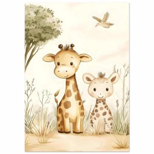 Artfulprints Poster Liefdevolle giraffen – 70×100 cm – Geel Artfulprints Poster Liefdevolle giraffen – 70×100 cm – Geel