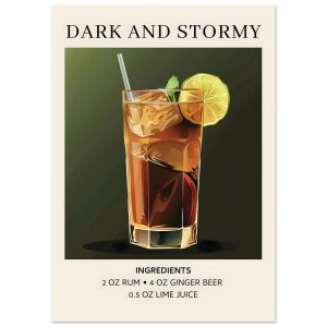 Artfulprints Poster Dark and Stormy cocktail – Ingrediënten – A4 21×29 Artfulprints Poster Dark and Stormy cocktail – Ingrediënten – A4 21×29