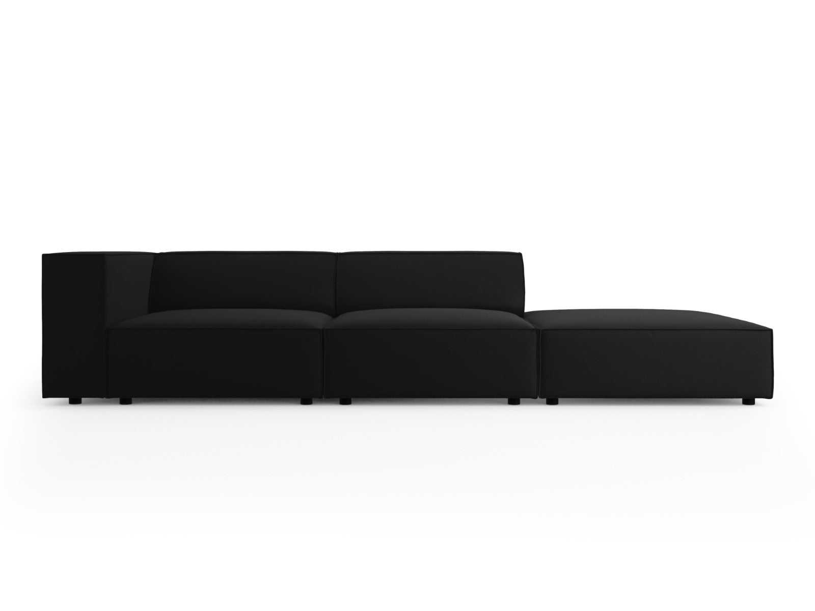 Cosmopolitan Design Rechte bank Arendal 4-zits, flueel, zwart - 102x26