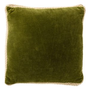MANOE – sierkussen 45×45 cm – effen kleur – jute rand – Cardamom Seed