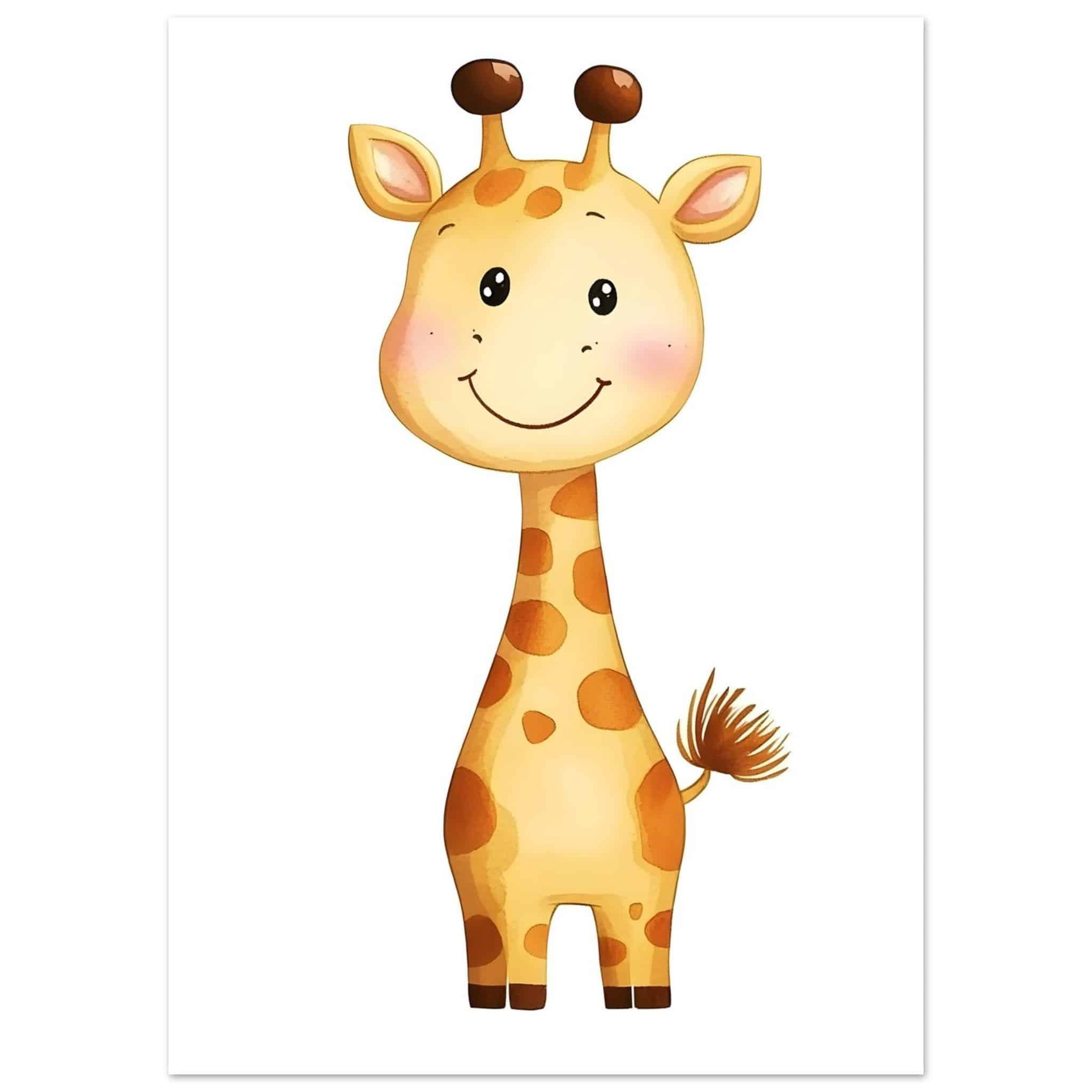 Artfulprints Poster Lachende giraffe - 50x70 cm - Geel