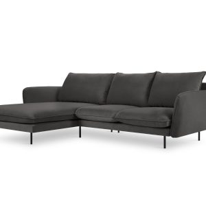 Cosmopolitan Design linker hoekbank Vienna 5-zits, flueel, donkergrijs Cosmopolitan Design linker hoekbank Vienna 5-zits, flueel, donkergrijs